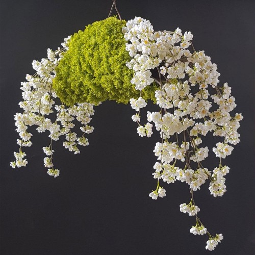 Planta semi-artificiala Ila, Cherry Wild Arrangement White - 100 cm